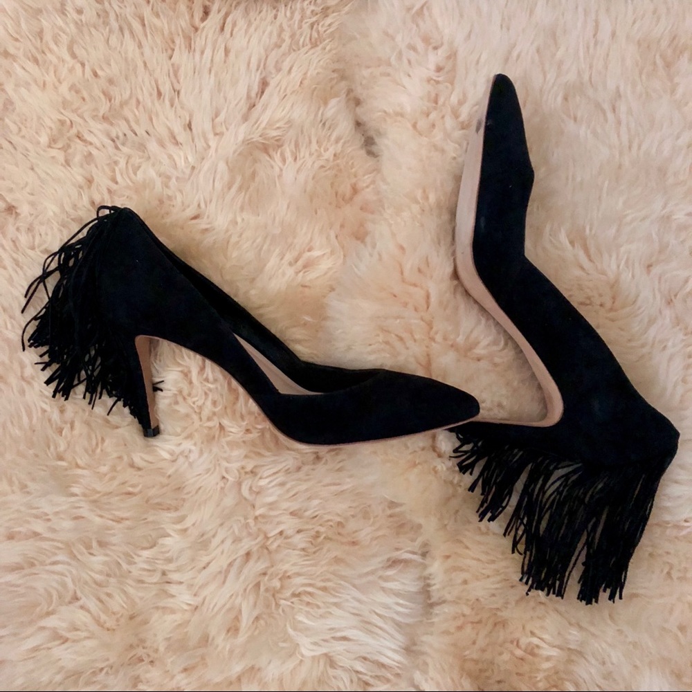 Loeffler Randall Black Fringe Pumps, size 9